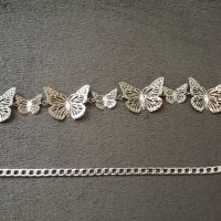 Метален колан бижу верижка с пеперуди в сребрист цвят, снимка 4 - Колани - 41755413