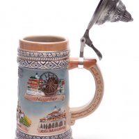 Сувенирна чаша с метално капаче, ГЕРБ на Р. България и знакови забележителности от страната, снимка 4 - Подаръци за юбилей - 37259088