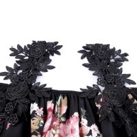 Дамска блуза в черно с ефектни презрамки с бродирани цветя, снимка 11 - Блузи с дълъг ръкав и пуловери - 42156075