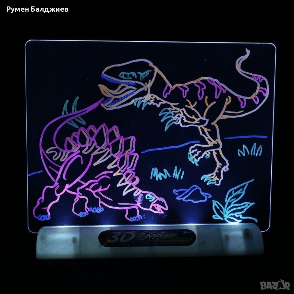 Магическа, светеща 3D дъска за рисуване с цветни маркери, снимка 1
