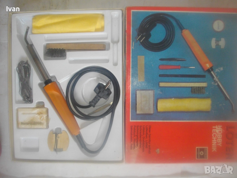 Немски оригинален комплект реотанов ел. поялник 40W старо качество ГДР Loten Hobby Technik , снимка 1