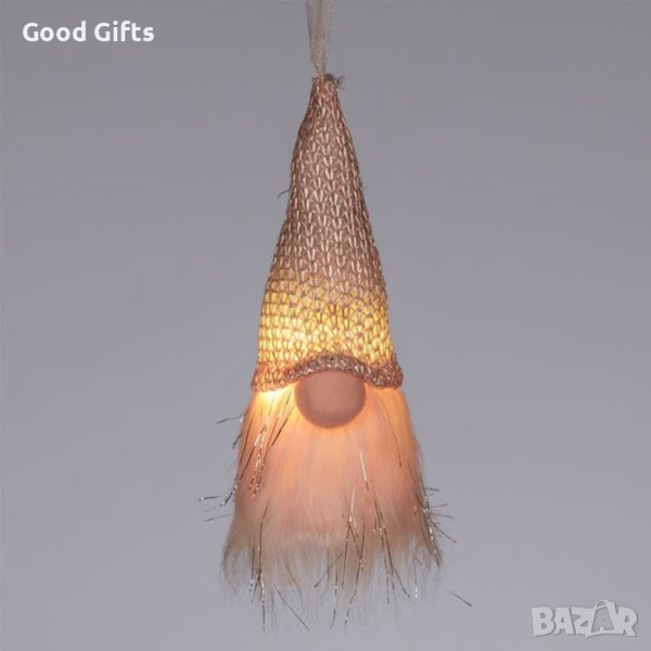 LED Светещ коледен гном, Розов, 15см, снимка 1