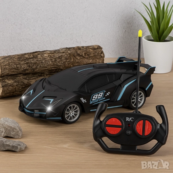 Високоскоростна дрифт кола с дистанционно управление – състезателна играчка с LED светлини и устойчи, снимка 1
