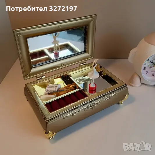 Музикална кутия с място за бижута с танцуваща балерина и огледало, снимка 1