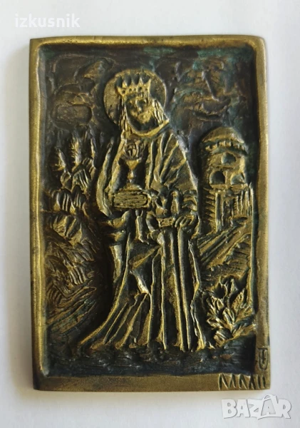 Рядка авторска бронзова пластика – крал Артур с Граала, снимка 1