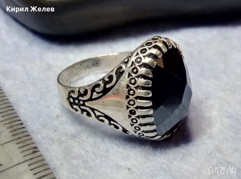 РАЗКОШЕН СКЪПОЦЕНЕН СРЕБЪРЕН ПРЪСТЕН СРЕБРО 925 с ОГРОМЕН БЛЕСТЯЩ ЮВЕЛИРНО ФАСЕТИРАН МАРКАЗИТ 27206, снимка 1