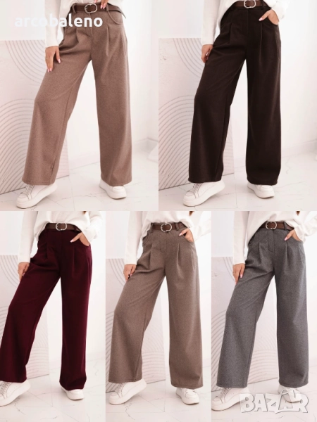 Дамски широки панталони с колан, 5цвята , снимка 1