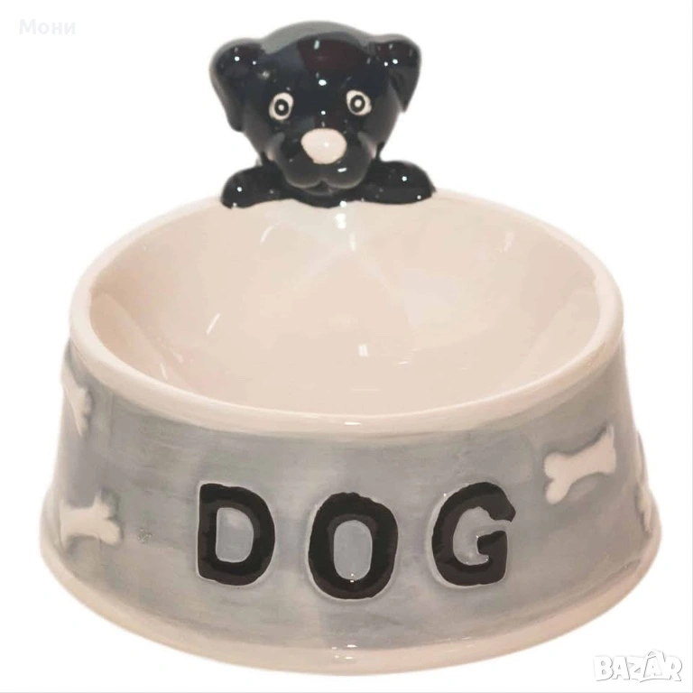 Купичка за храна за домашни любимци  Кръгла  купичка за храна за домашни любимци с декорация кученце, снимка 1