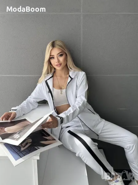 Намален💥Дамски памучен комплект в бял цвят от две части, снимка 1