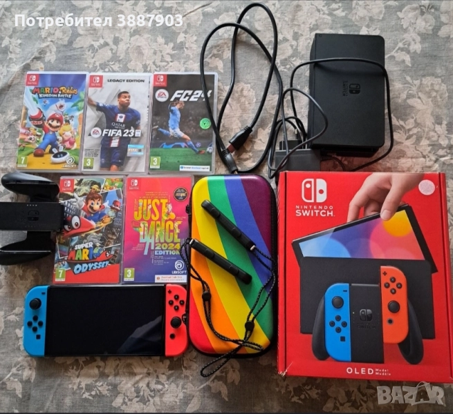 Nintendo Switch OLED - Neon Red & Neon Blue, снимка 1