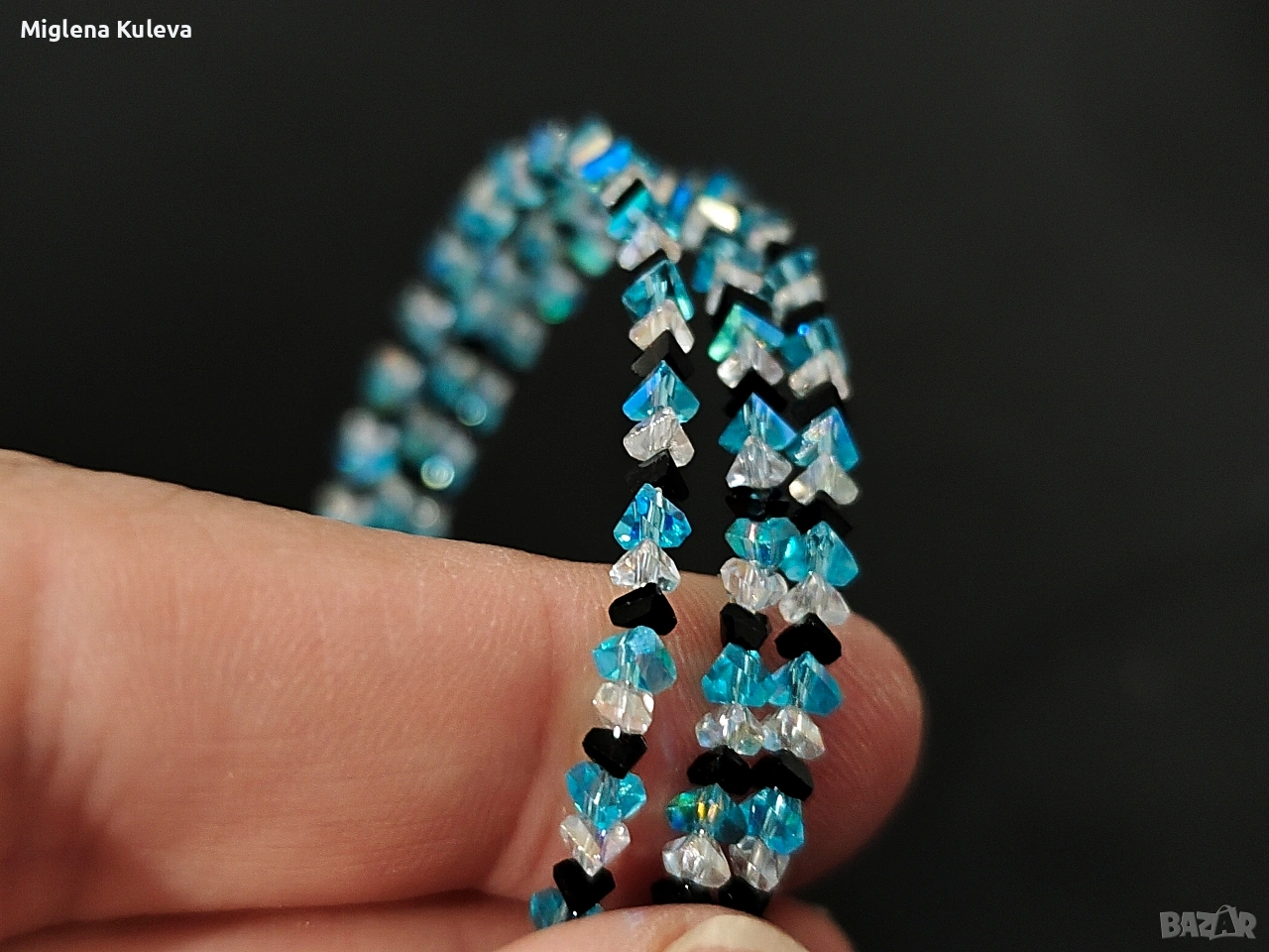 Мемори гривна със стъклена мъниста , снимка 1