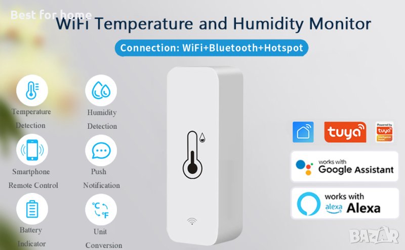 WiFi сензор за температура и влажност TH01, снимка 1