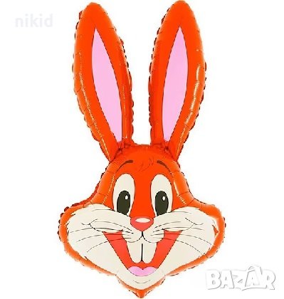 Заек червена голяма глава фолио фолиев балон хелий или въздух парти рожден ден, снимка 1