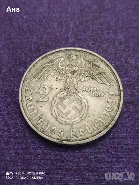 2 Марки 1939 г сребро Трети Райх , снимка 1