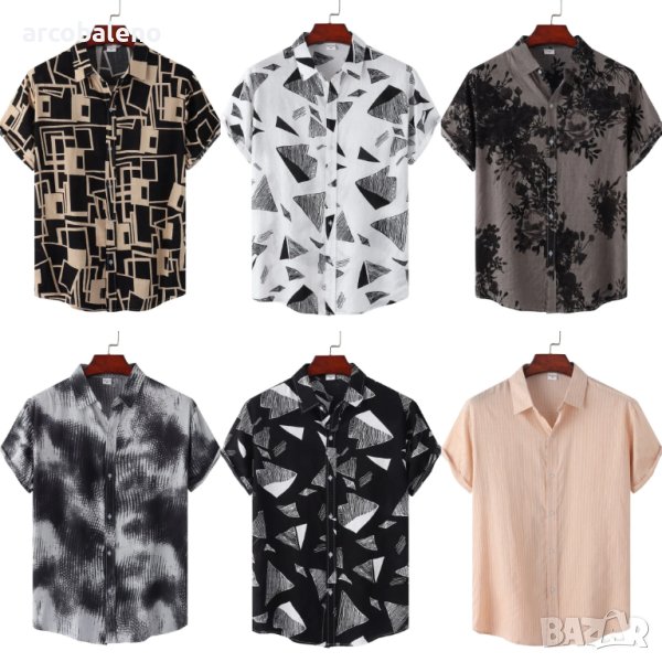 Мъжка памучна ежедневна риза с къс ръкав в плътен цвят, 10цвята , снимка 1