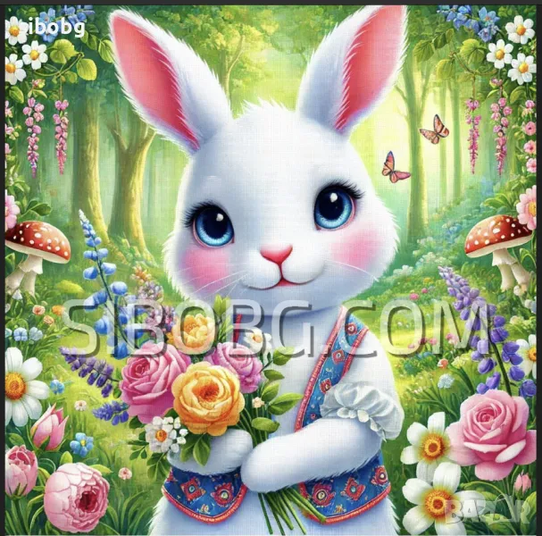 Диамантен гоблен "Зайче в гората"     3497, снимка 1