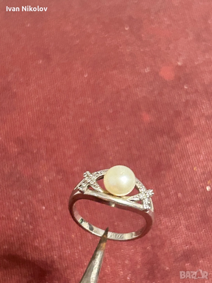 Дамски сребърен марко пръстен с естествена перла Maty, снимка 1