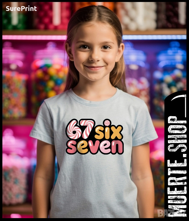 Детска тениска с щампа SIX SEVEN CANDY, снимка 1