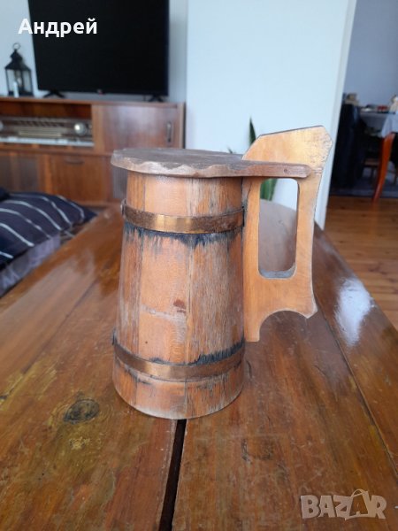 Стара дървена халба,чаша, снимка 1