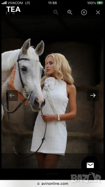 Рокля  Mademoiselle с ръчно изработени рози Boucle, снимка 1