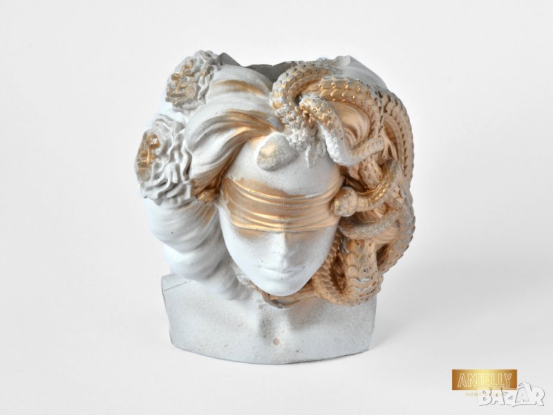 Кашпа с форма на гръцка богиня / Подарък за дома / Абстрактна Кашпа Горгона Медуза, снимка 1