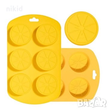 6 резена портокал лимон силиконов молд форма шоколад фондан гипс сапун , снимка 1