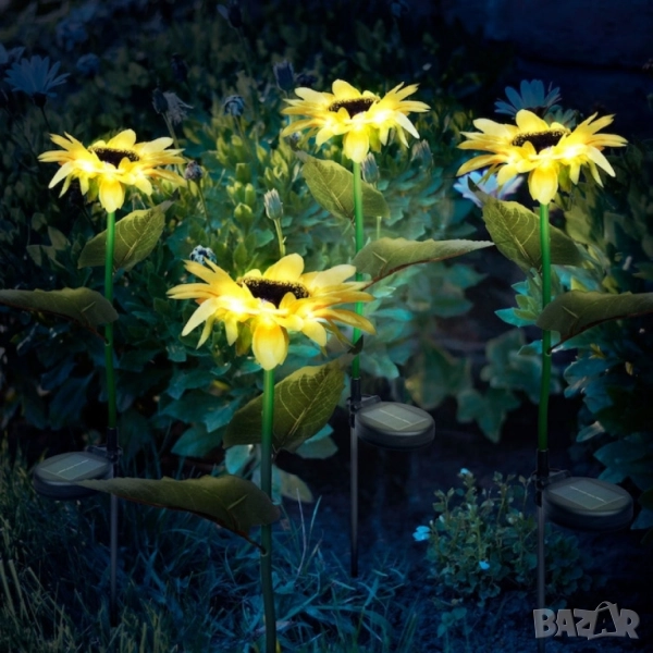 Соларни LED градински светлини - цветя, снимка 1