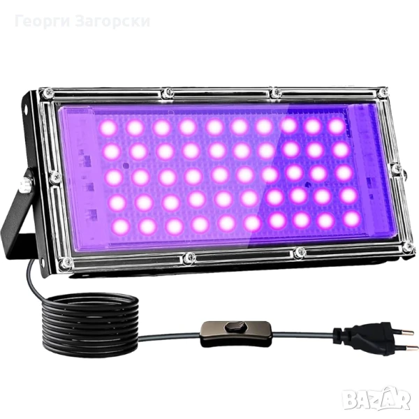 LED UV прожектор 50W - черна светлина - водоустойчив, снимка 1
