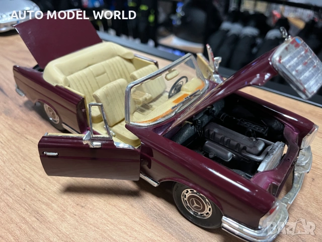 MAISTO колекционерски модел MERCEDES 280SE ROADSTER 1966 г. 1:18, снимка 4 - Колекции - 53155412