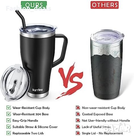 Нова изолирана вакумна чаша с 2 капак кафе топли и студени напитки, снимка 5 - Други стоки за дома - 41805520