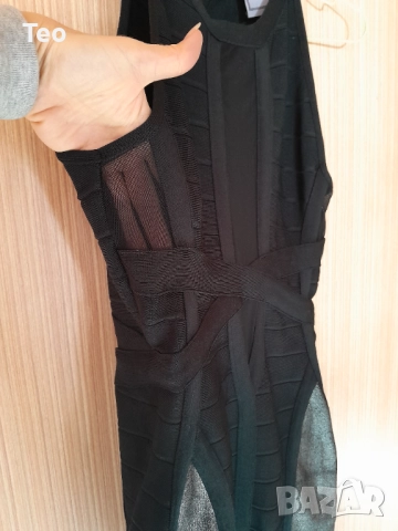 Къса черна рокля Herve Leger, снимка 5 - Рокли - 52928019