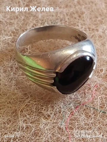 Скъпоценен Ретро Арт Нуво сребърен пръстен ювелирно шлифован Турмалин 37935, снимка 10 - Пръстени - 52909339
