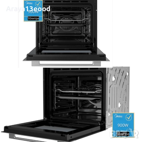 Фурна за вграждане с микровълнова печка Midea MEK45KIX - 2 в 1, 50 л, 8 функции, Easy Clean, снимка 2 - Печки, фурни - 52523817