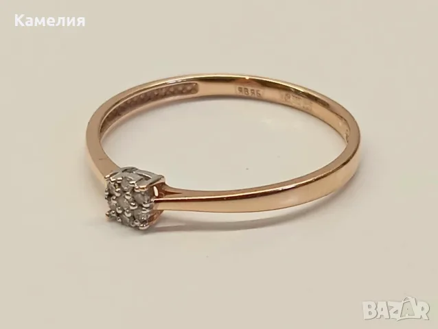 Руско злато. Пръстен с брилианти , снимка 2 - Пръстени - 56326764