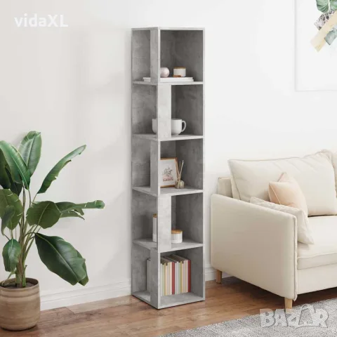 vidaXL Ъглов шкаф, бетонно сив, 33x33x164,5 см, инженерно дърво, снимка 3 - Шкафове - 56147838