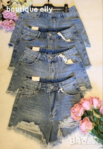 дънкови къси панталони с камъчета отпред, снимка 6 - Къси панталони и бермуди - 51153275