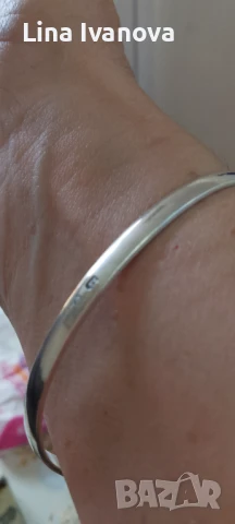 Сребърна гривна с кехлибар., снимка 2 - Гривни - 50518400