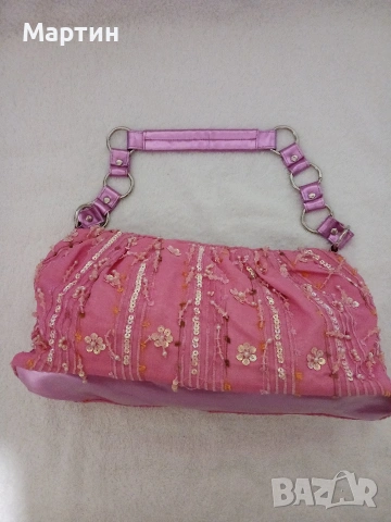 Розова чанта с паети, снимка 5 - Чанти - 53660950