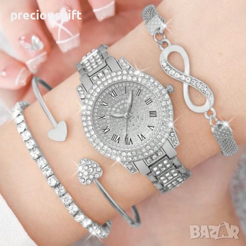 Комплект часовник и 3 броя гривни, снимка 3 - Дамски - 53289710