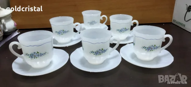 Френски аркопал чаши за чай и за кафе , снимка 3 - Антикварни и старинни предмети - 38195757