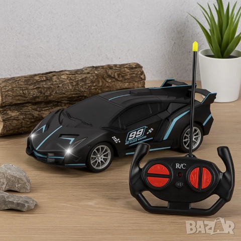 Високоскоростна дрифт кола с дистанционно управление – състезателна играчка с LED светлини и устойчи
