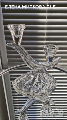 Кристален свещник двойка, снимка 2 - Декорация за дома - 53558632