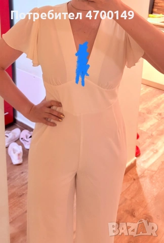 Дамски официален бял гащеризон. Нов абсолютно., снимка 2 - Гащеризони - 53402454