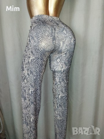 CALZEDOIH M/ L Бежов клин змийски принт с отблясък на кожен ефект, снимка 4 - Клинове - 41905256