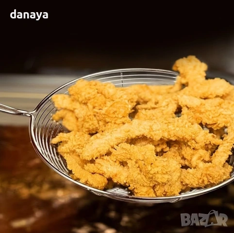 6385 Голяма кухненска цедка за пържене, варене и отцеждане, 41×19 см, снимка 2 - Прибори за хранене, готвене и сервиране - 53372991