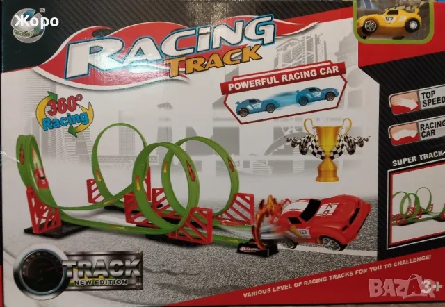 Високоскоростна писта със завъртане на 360 градуса а високоскоростна състезателна кола 666485, снимка 2 - Коли, камиони, мотори, писти - 47606773