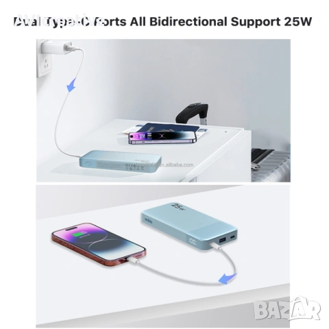 NOBIS Portable Charger, 10000mAh Power Bank Fast, снимка 3 - Външни батерии - 53458863