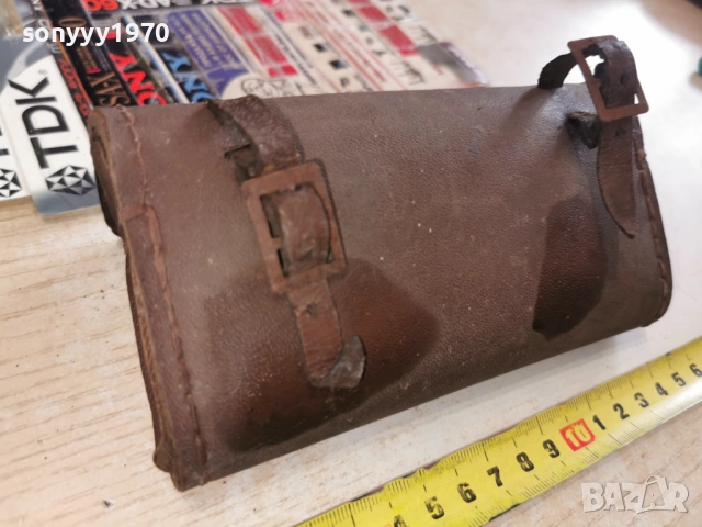 СТАРА КОЖЕНА ЧАНТА ЗА КОЛЕЛО-АНТИКА 1401261601, снимка 5 - Антикварни и старинни предмети - 53097870