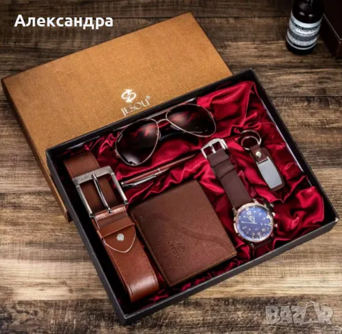 Подарък Бизнес Луксозен фирмен мъжки комплект 6 в 1 +Часовник Очила Химикалка Ключодържател Колан 13, снимка 6 - Подаръци за мъже - 49053264