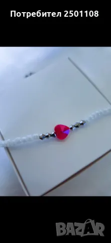 Перлено колие с червено сърце, снимка 2 - Колиета, медальони, синджири - 49548232